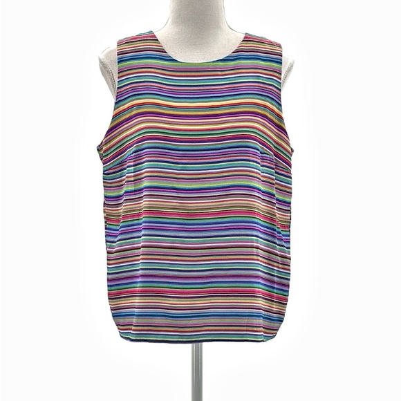 Amanda Uprichard 100% Silk Sleeveless Striped Blouse in Multi - Size Large - Picture 1 of 6